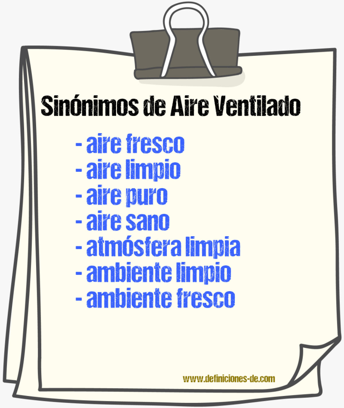 Sinónimos de aire ventilado