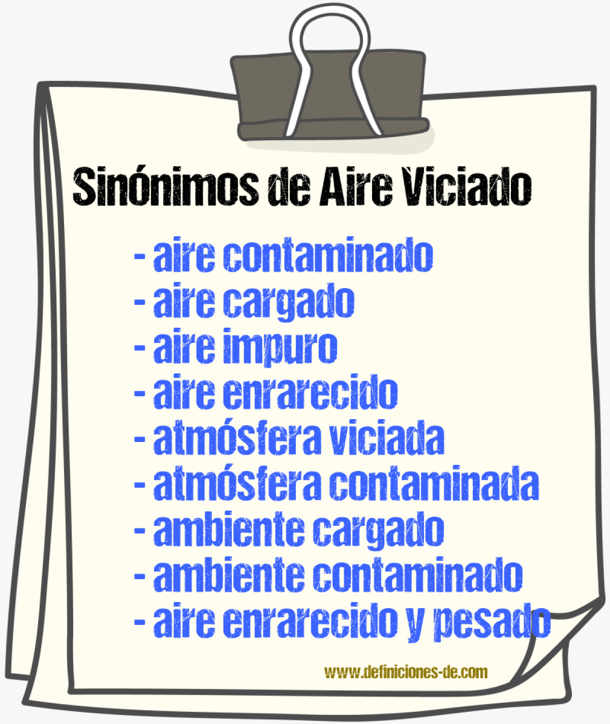 Sinónimos de aire viciado