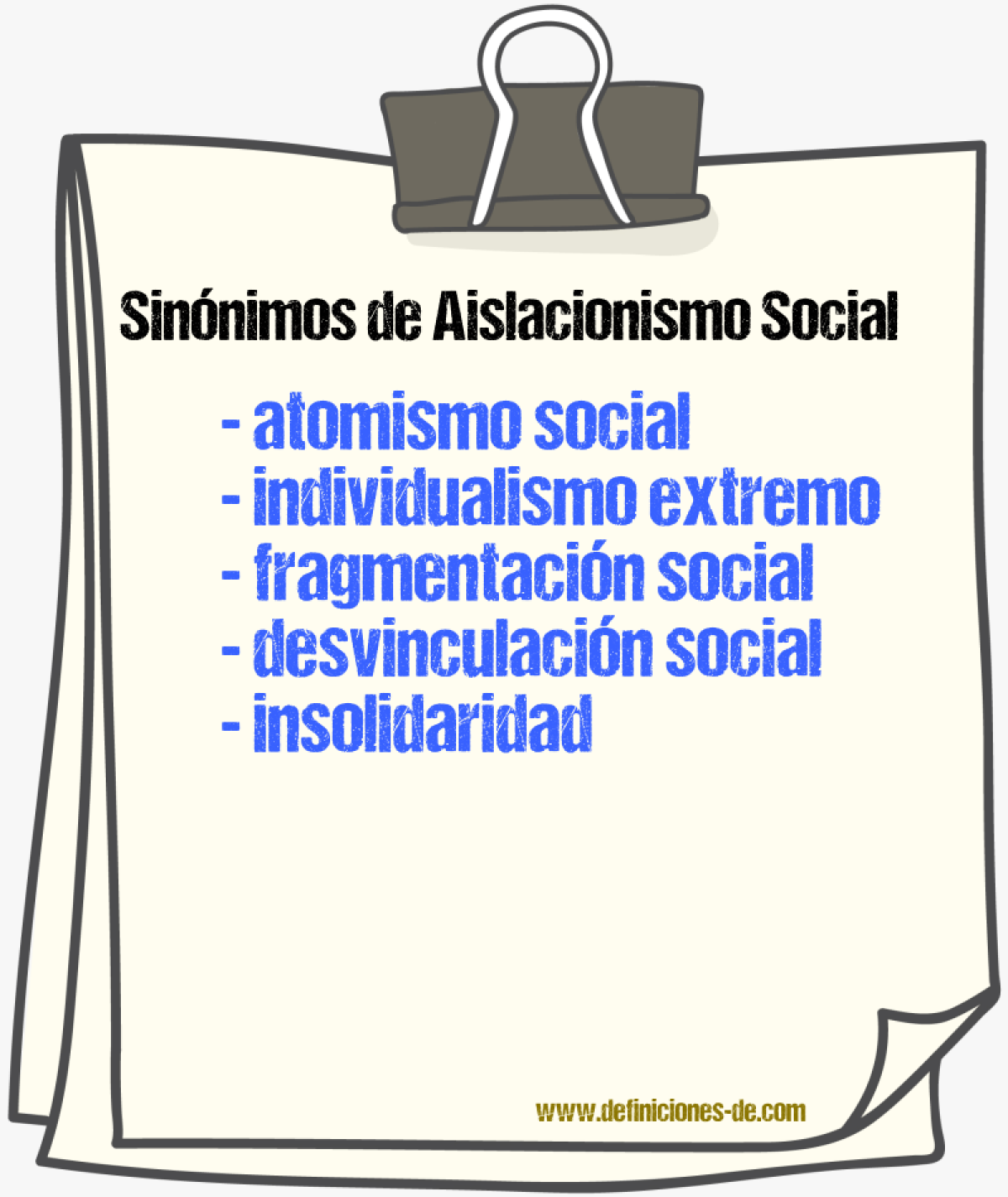 Sinónimos de aislacionismo social