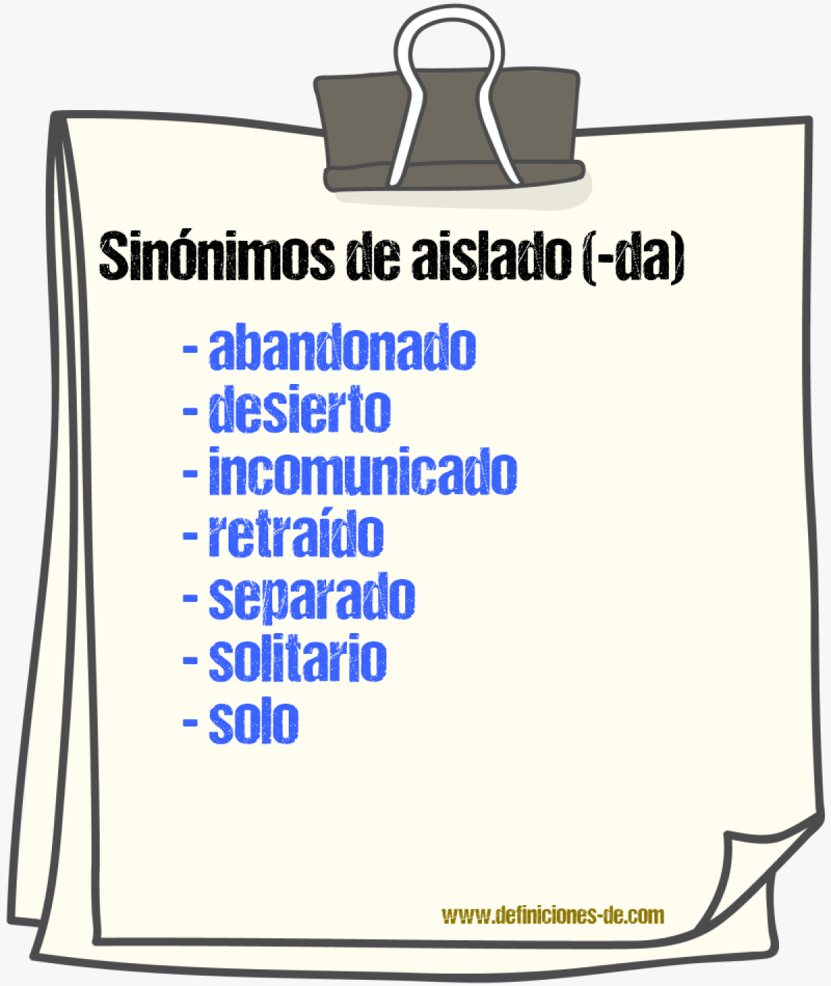 Sinnimos de aislado