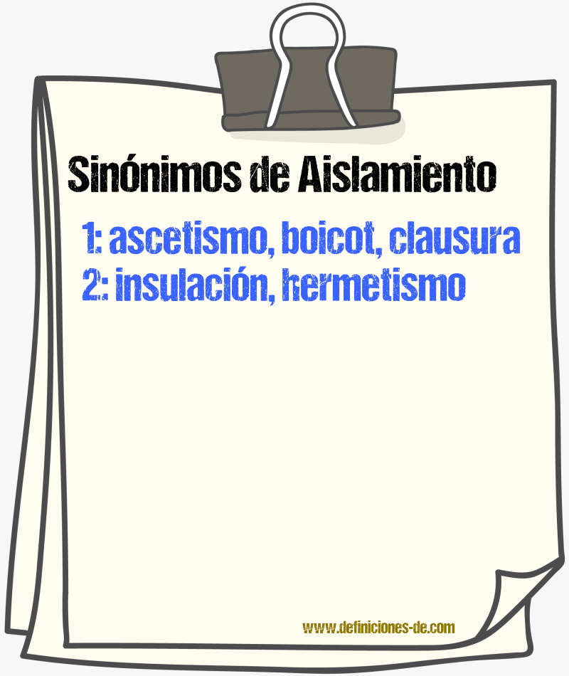 Sinnimos de aislamiento