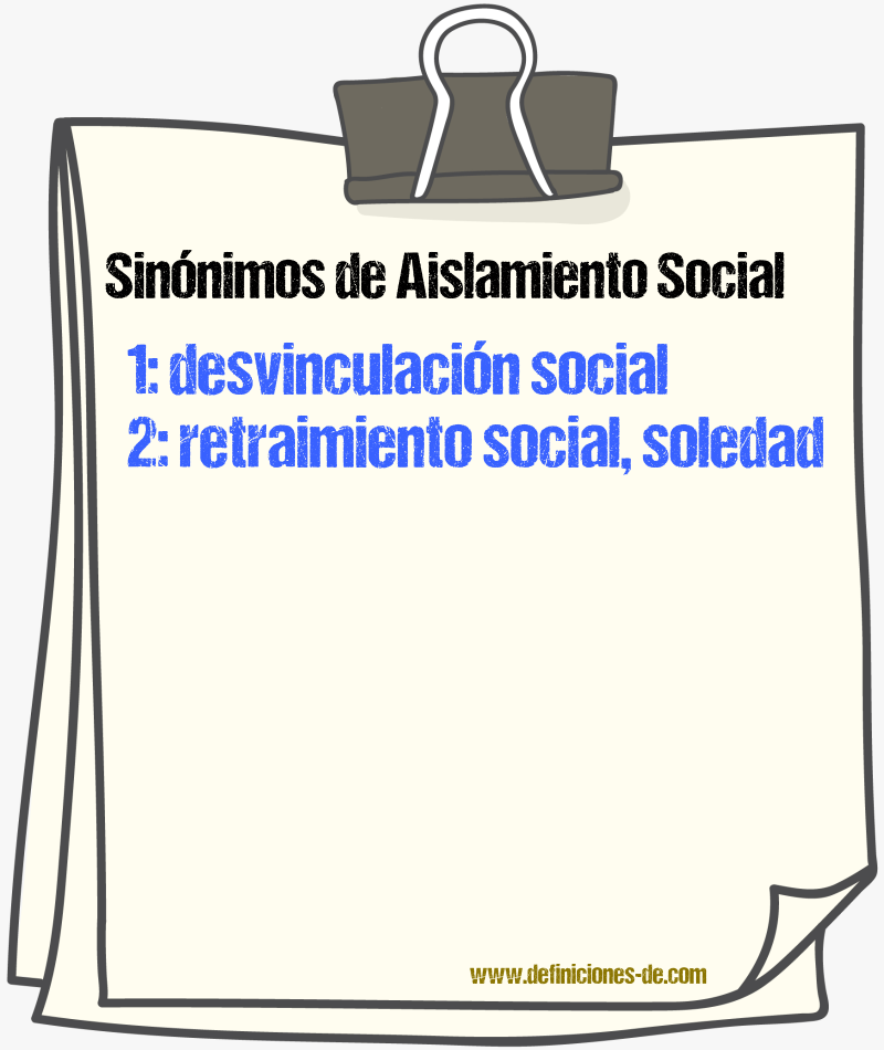 Sinónimos de aislamiento social