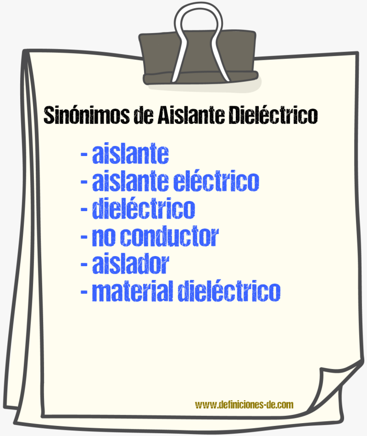 Sinónimos de aislante dieléctrico