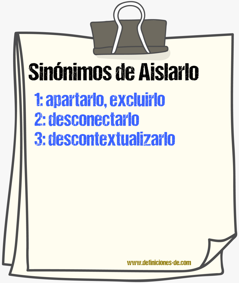 Sinónimos de aislarlo