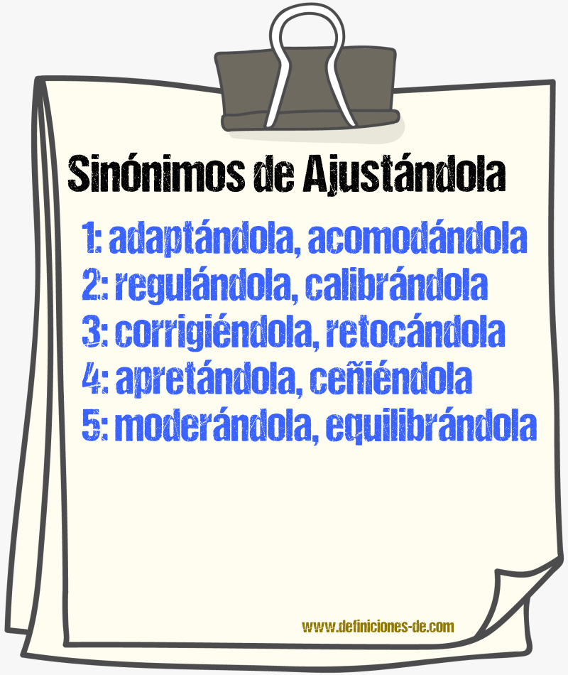 Sinónimos de ajustándola