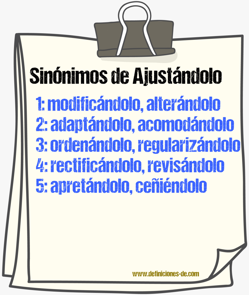 Sinónimos de ajustándolo
