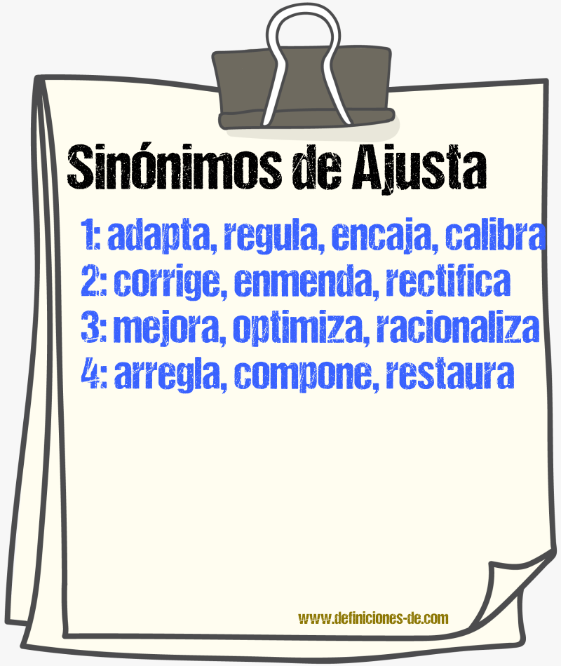 Sinónimos de ajusta