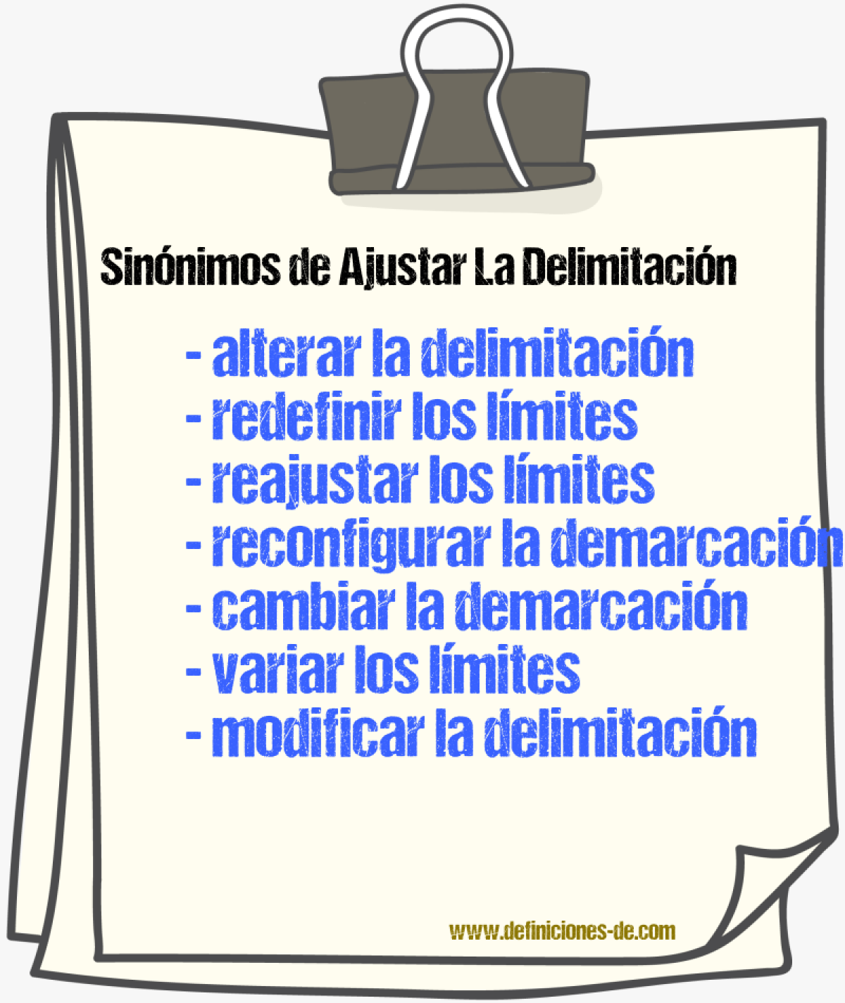 Sinónimos de ajustar la delimitación