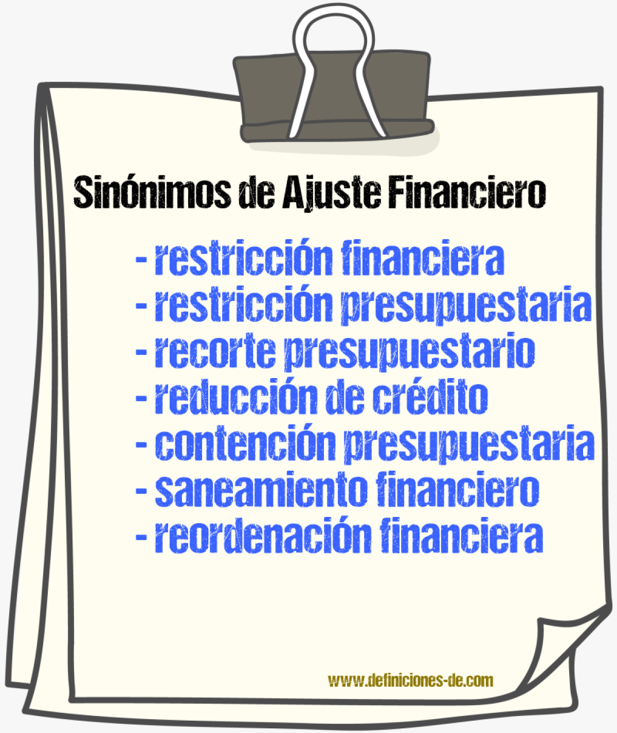 Sinónimos de ajuste financiero