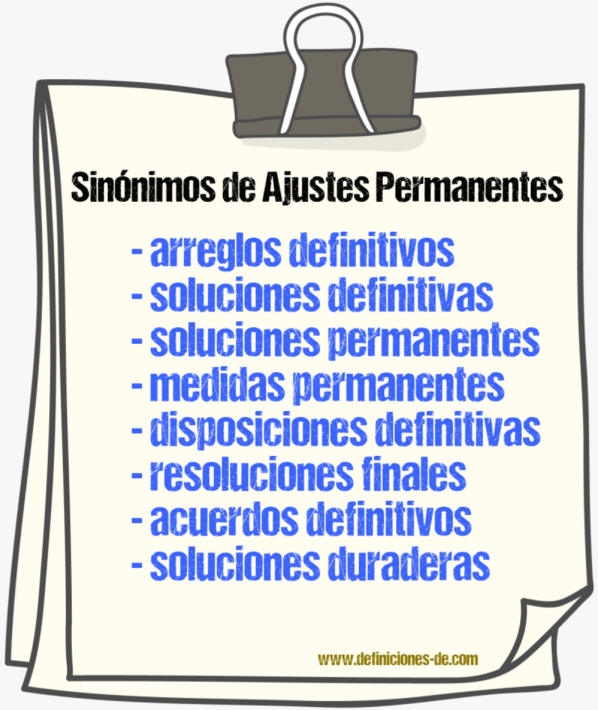 Sinónimos de ajustes permanentes