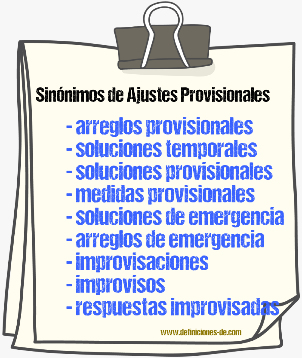 Sinónimos de ajustes provisionales