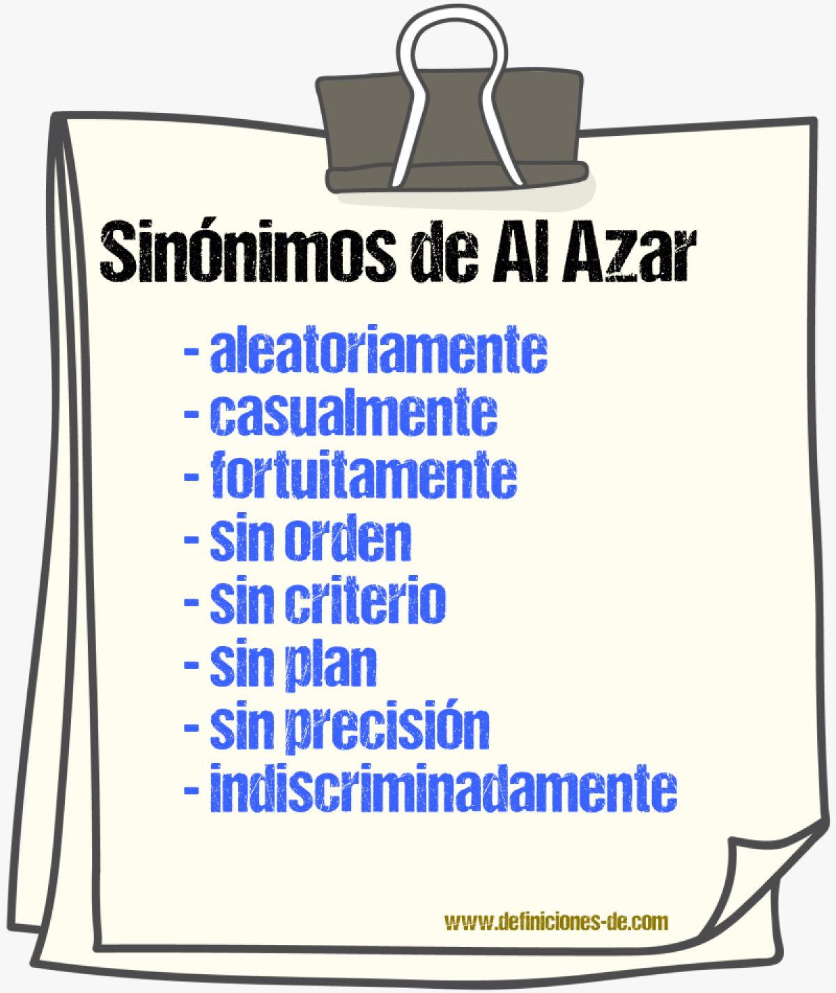 Sinónimos de al azar