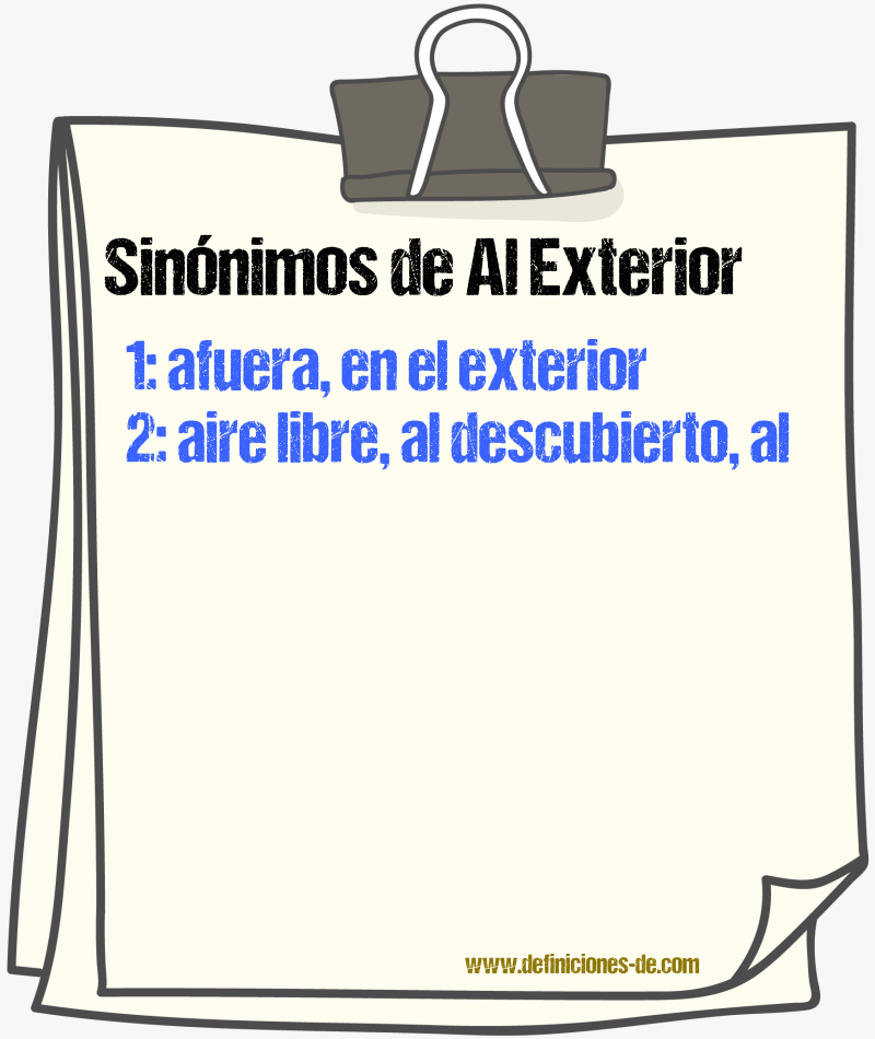 Sinónimos de al exterior