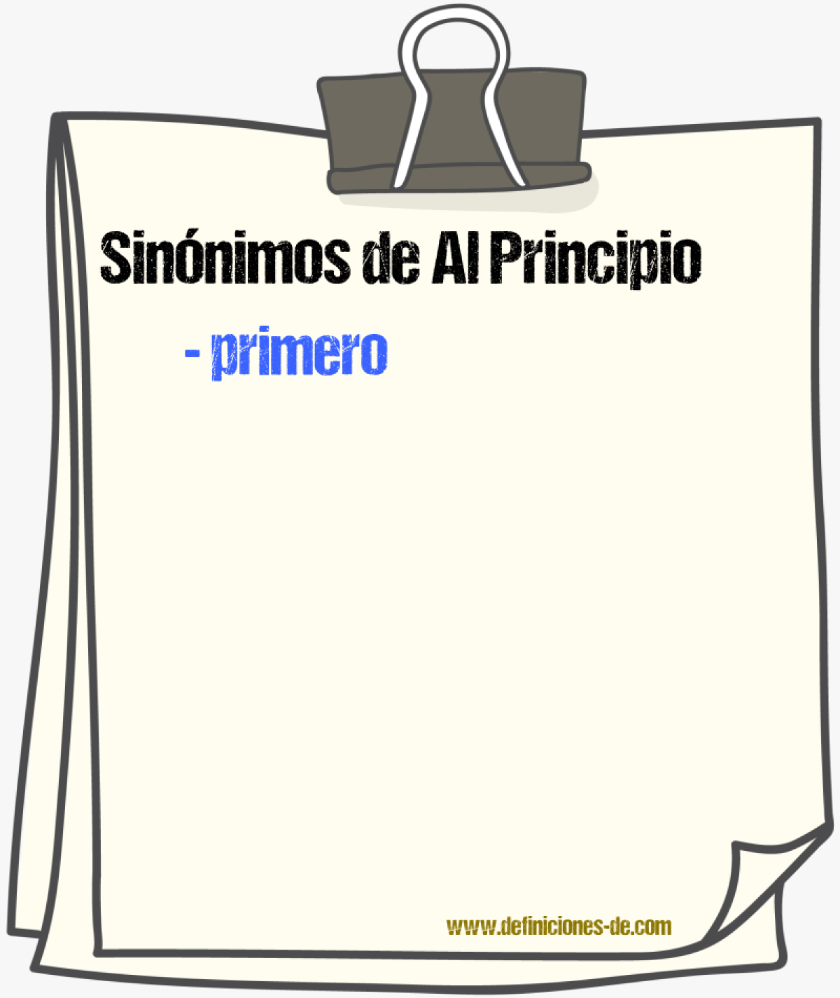 Sinnimos de al principio