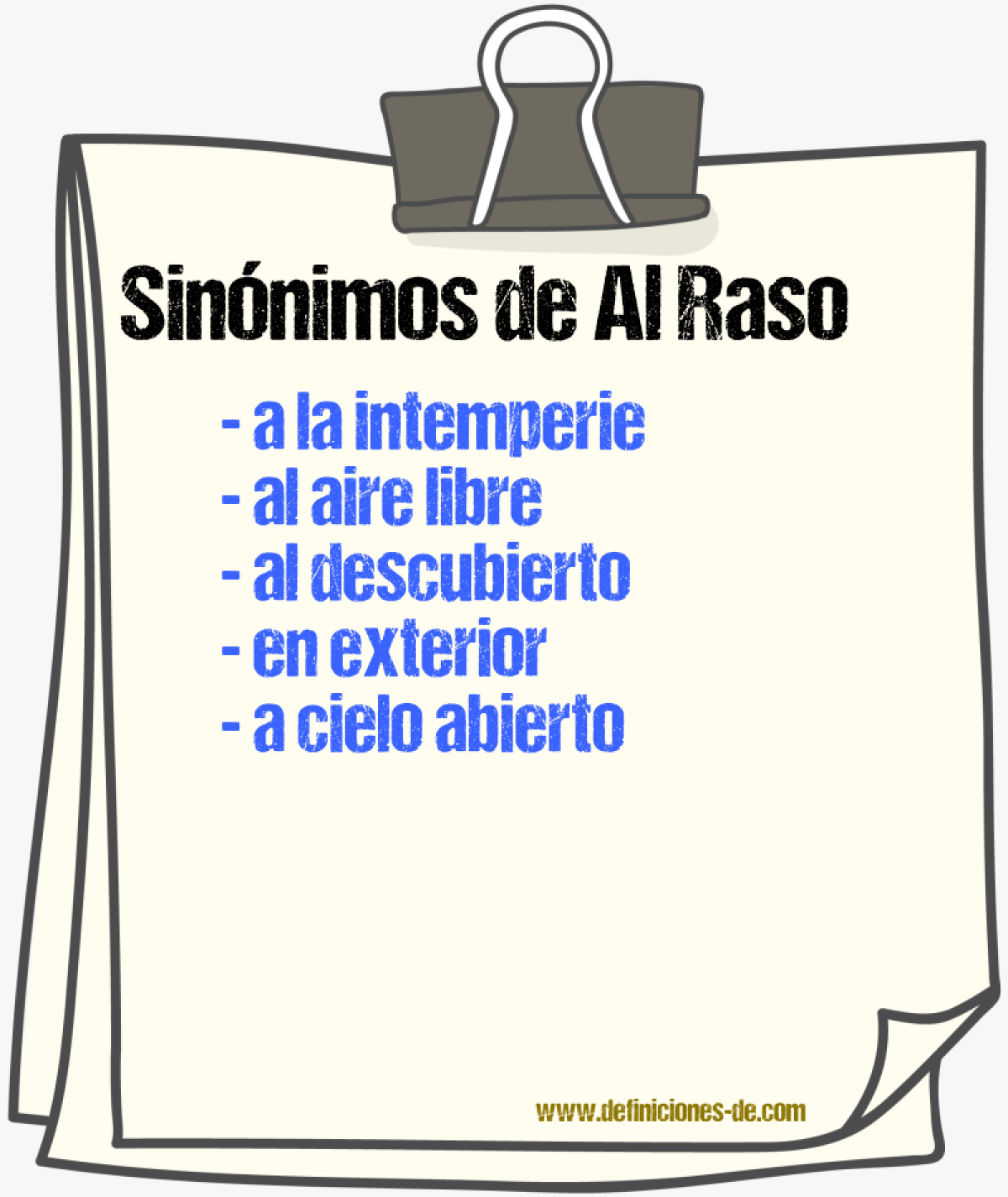 Sinónimos de al raso
