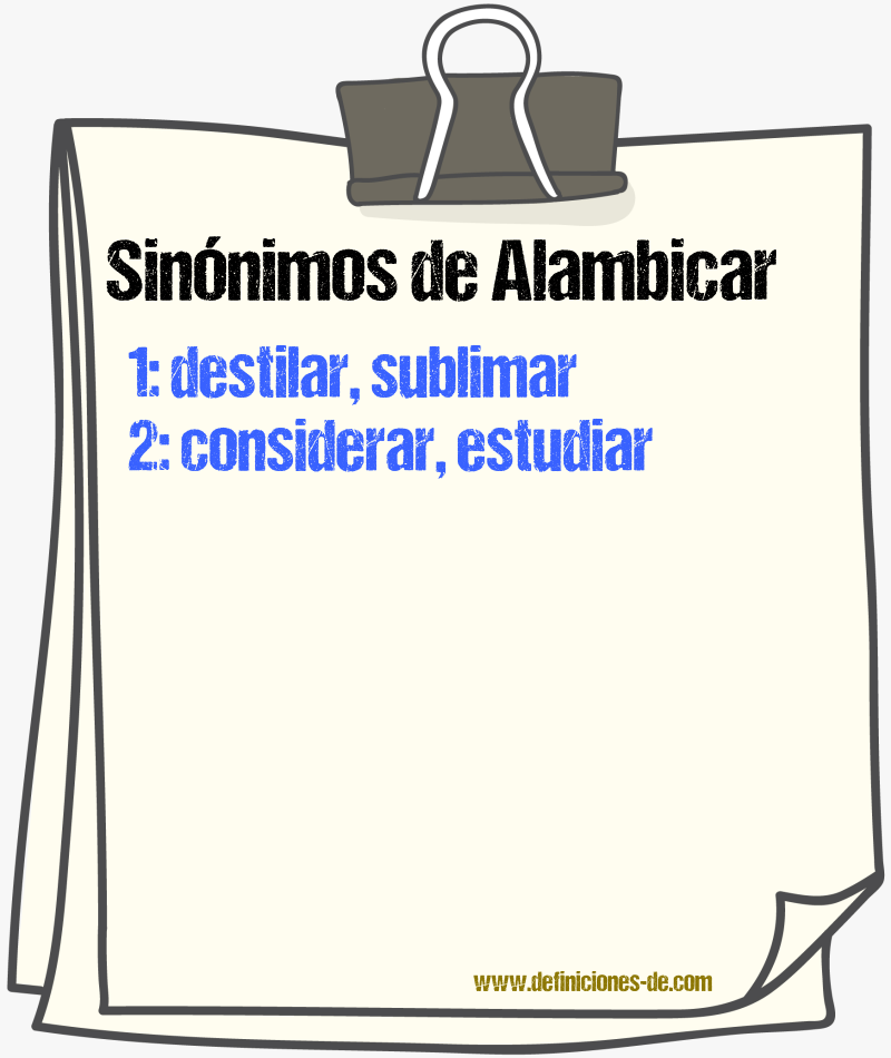 Sinnimos de alambicar