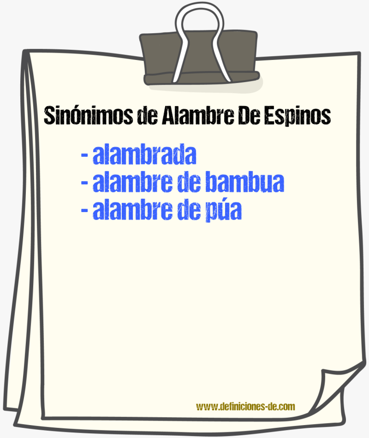 Sinnimos de alambre de espinos