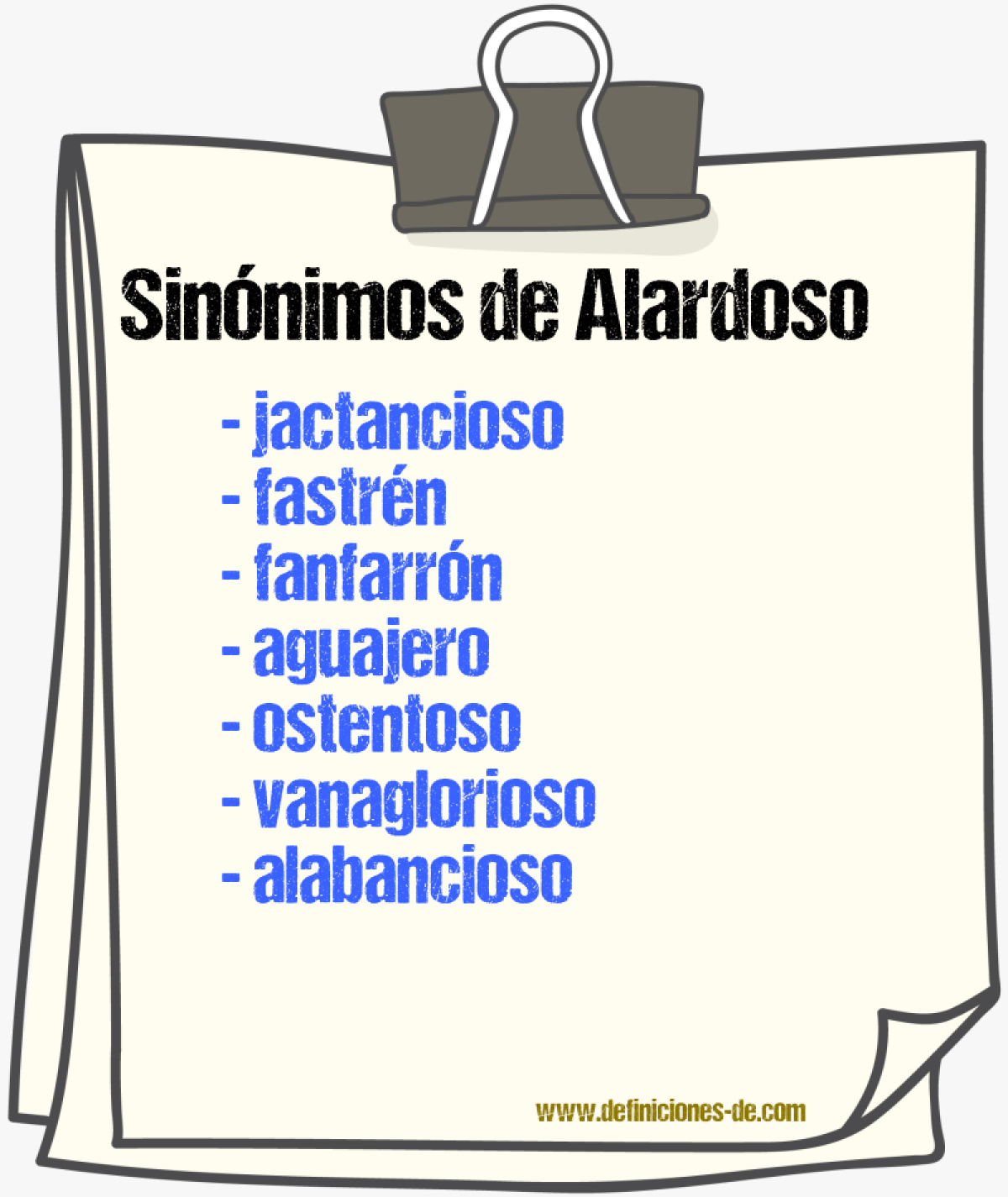 Sinnimos de alardoso