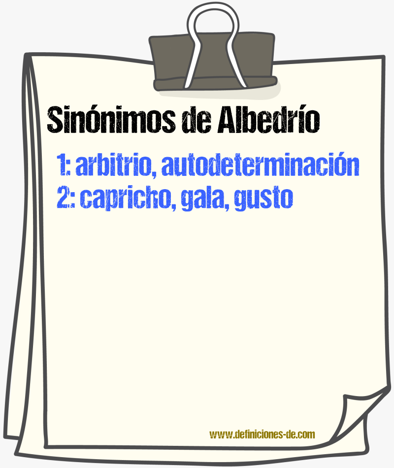 Sinnimos de albedro