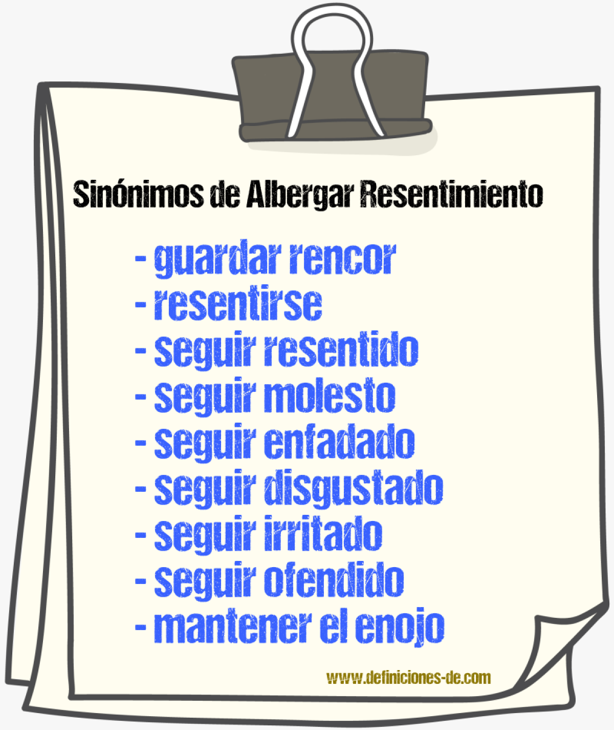 Sinónimos de albergar resentimiento