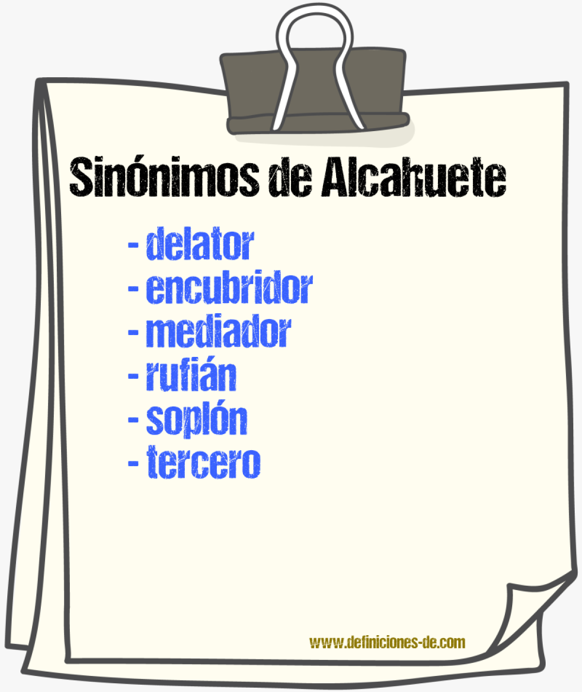 Sinnimos de alcahuete