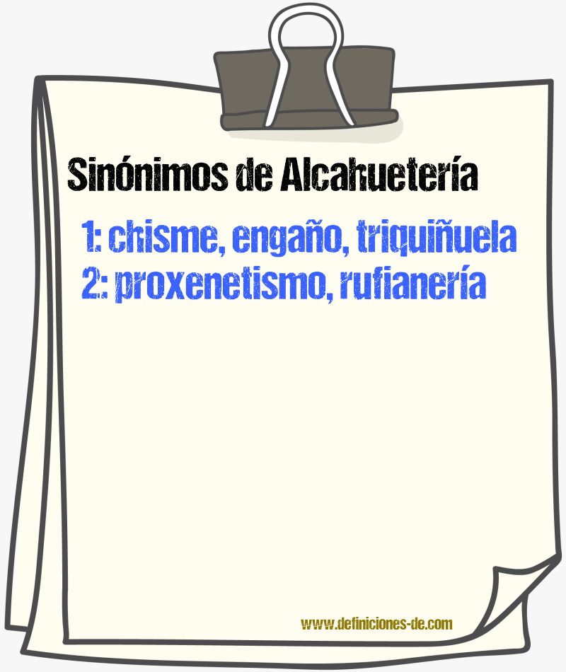 Sinnimos de alcahuetera