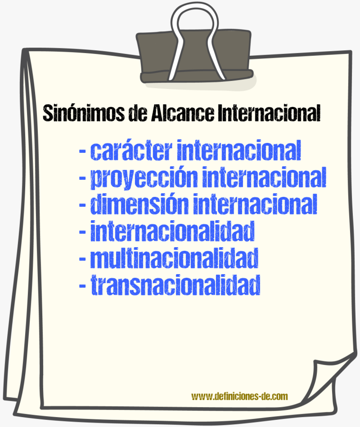 Sinónimos de alcance internacional