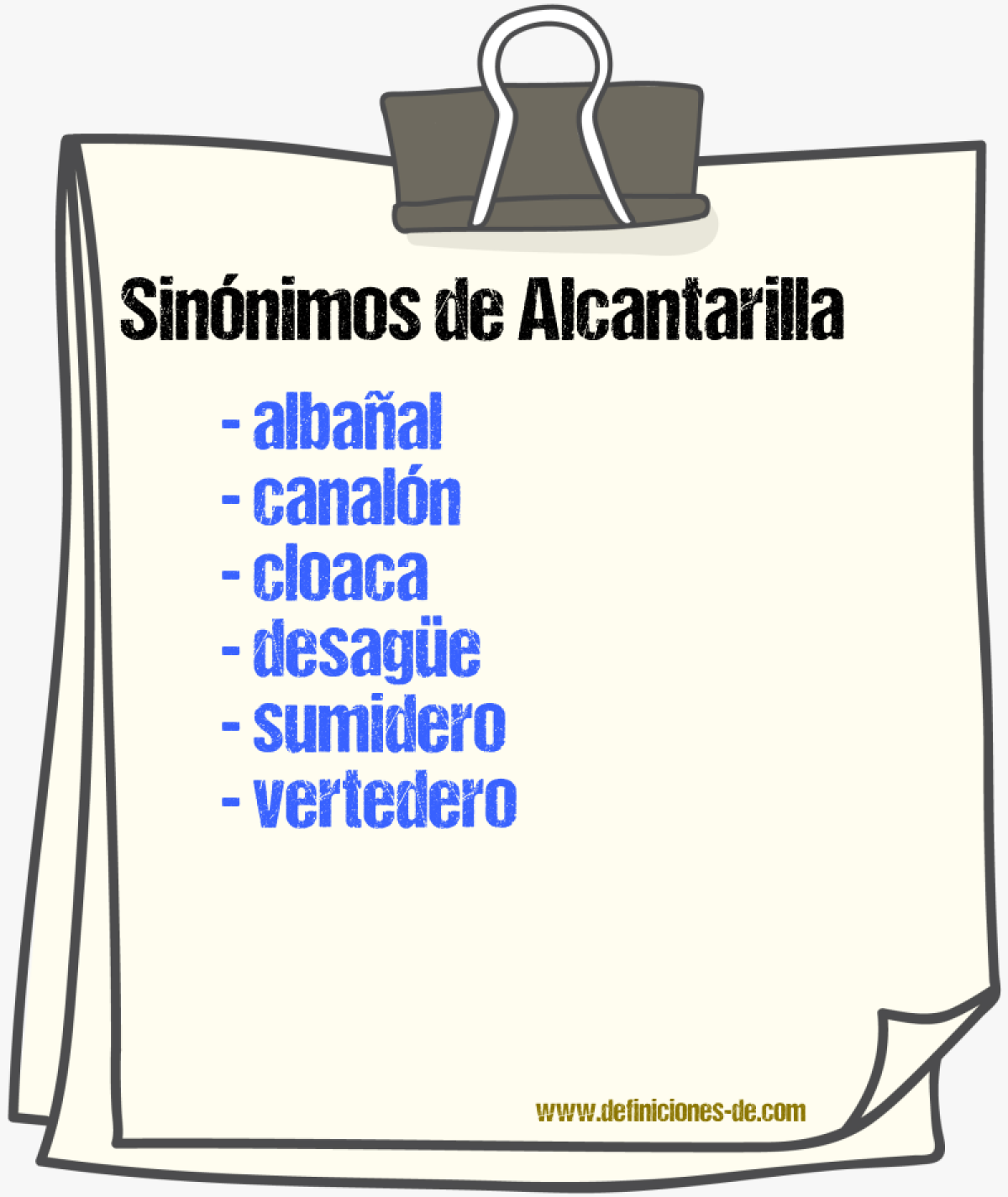 Sinnimos de alcantarilla