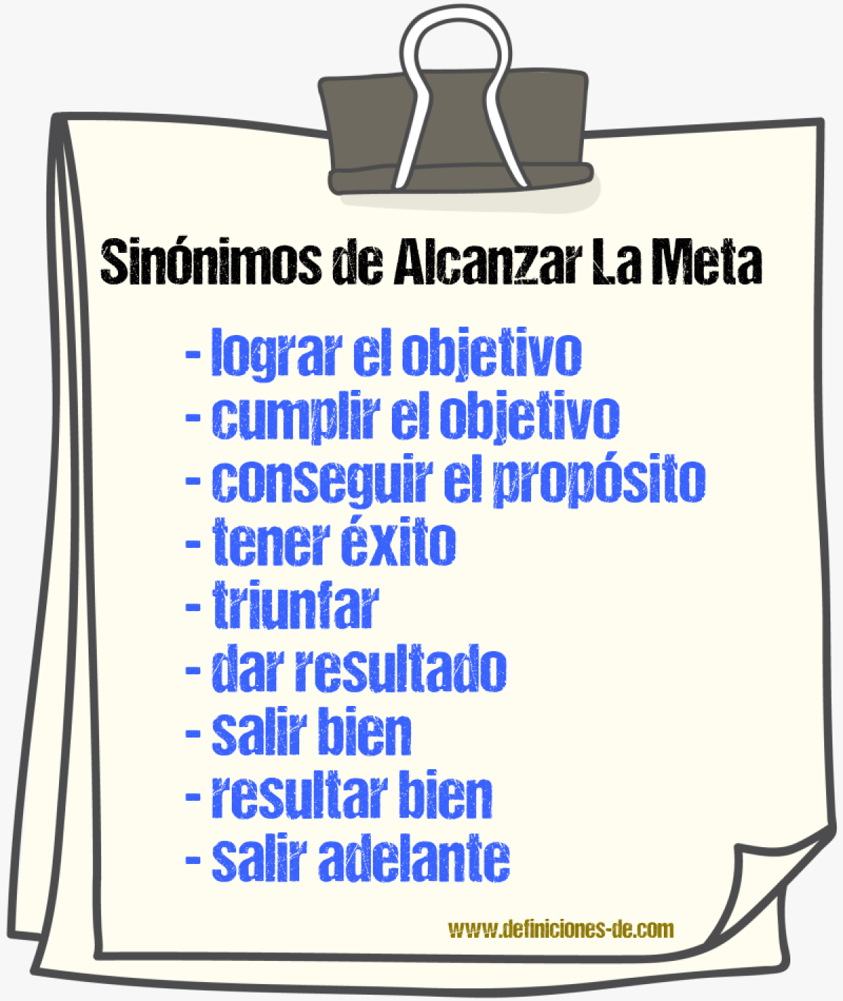 Sinónimos de alcanzar la meta