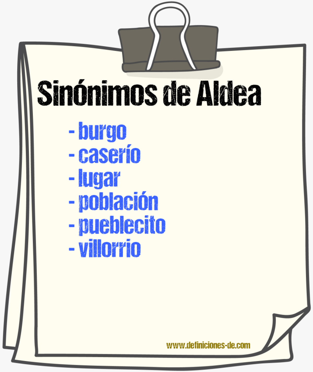 Sinnimos de aldea