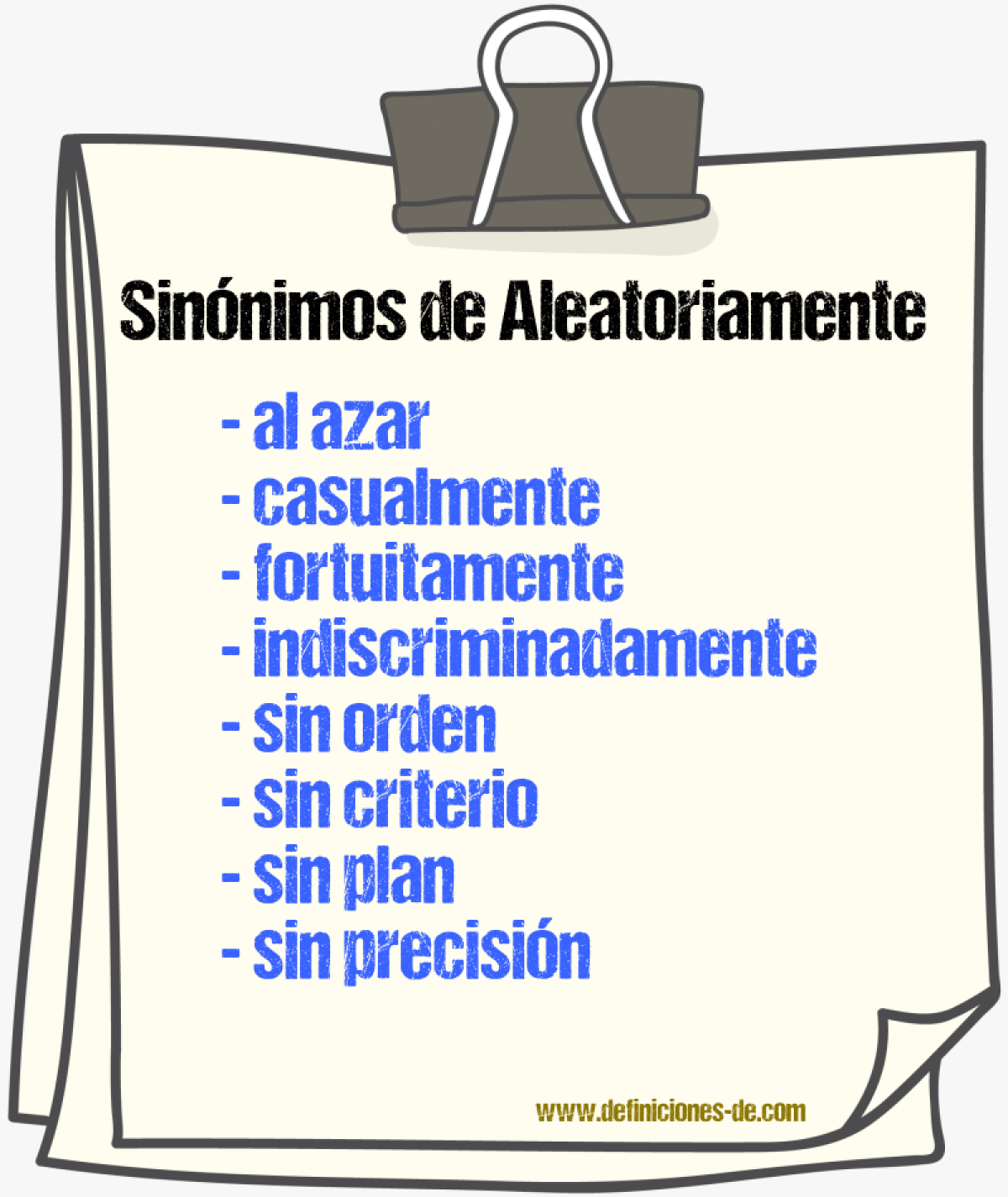 Sinónimos de aleatoriamente