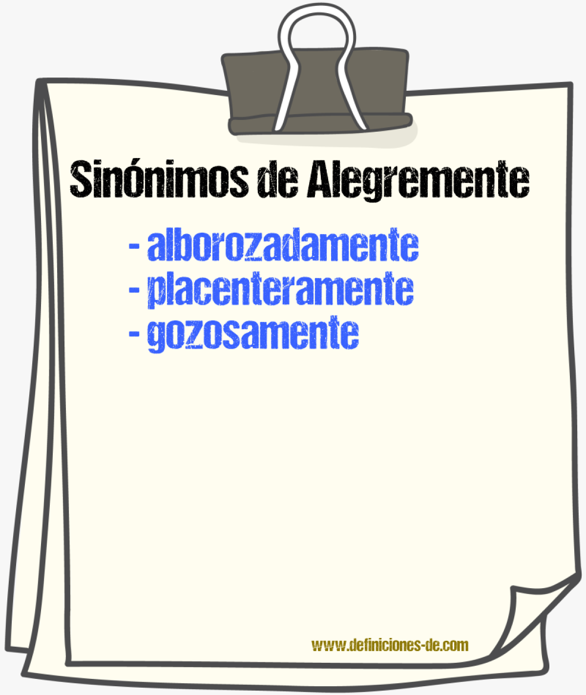 Sinnimos de alegremente