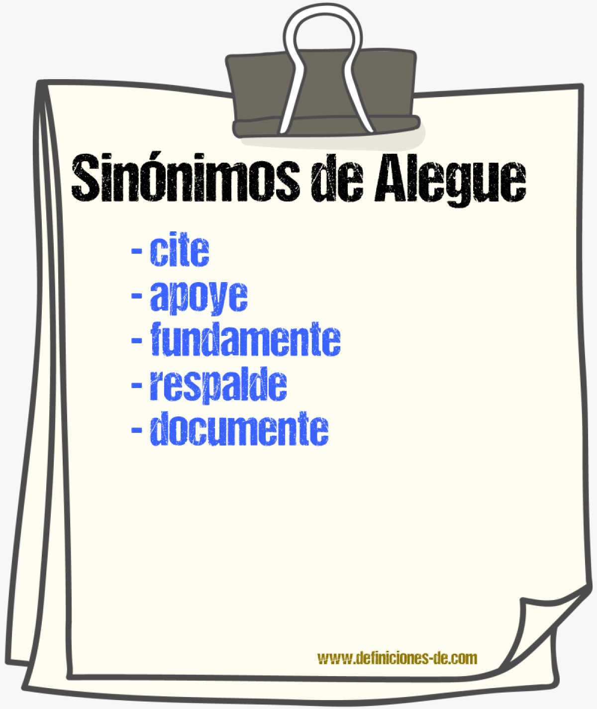 Sinónimos de alegue