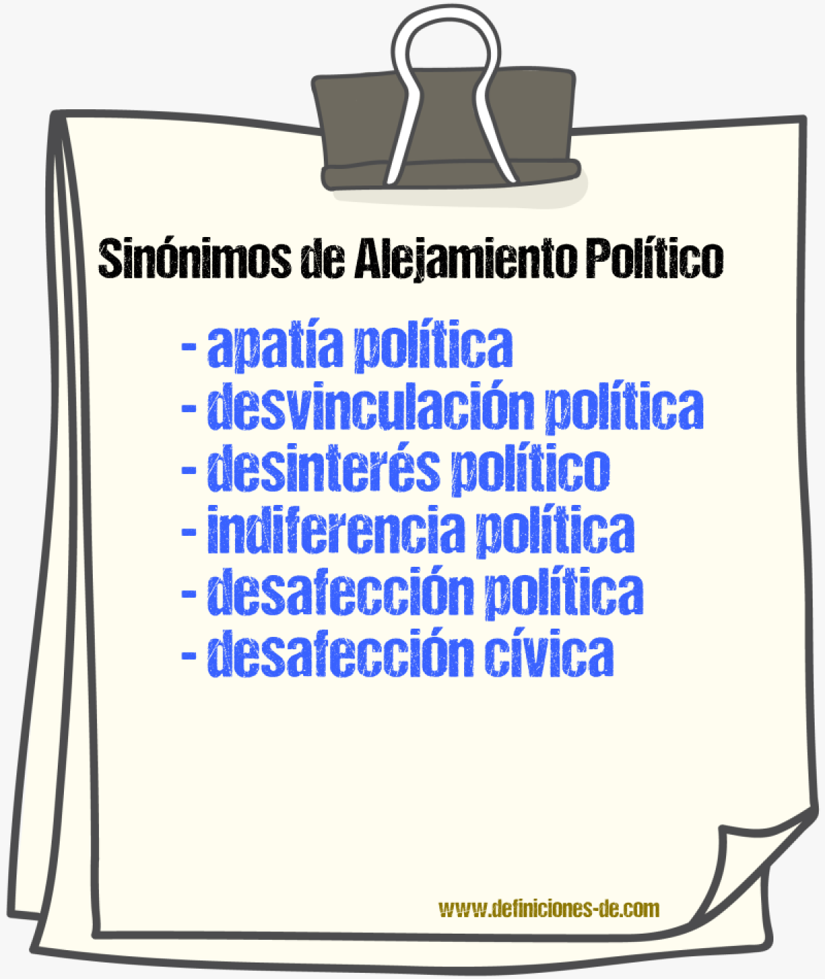 Sinónimos de alejamiento político