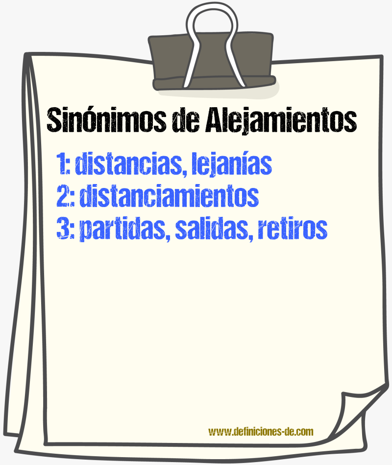 Sinónimos de alejamientos