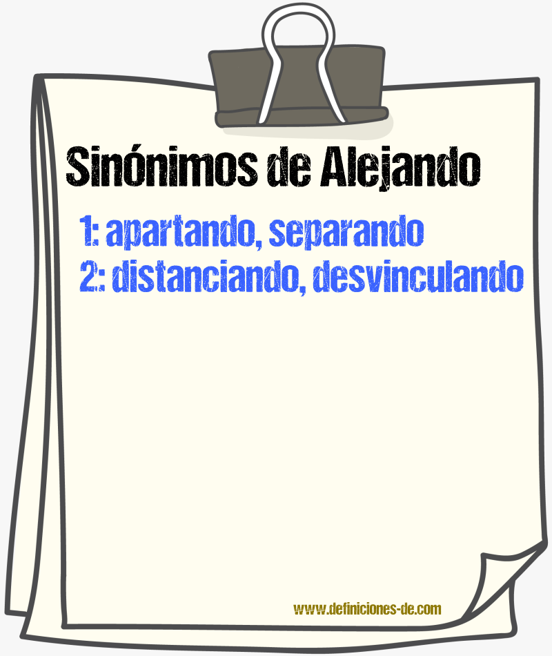 Sinónimos de alejando