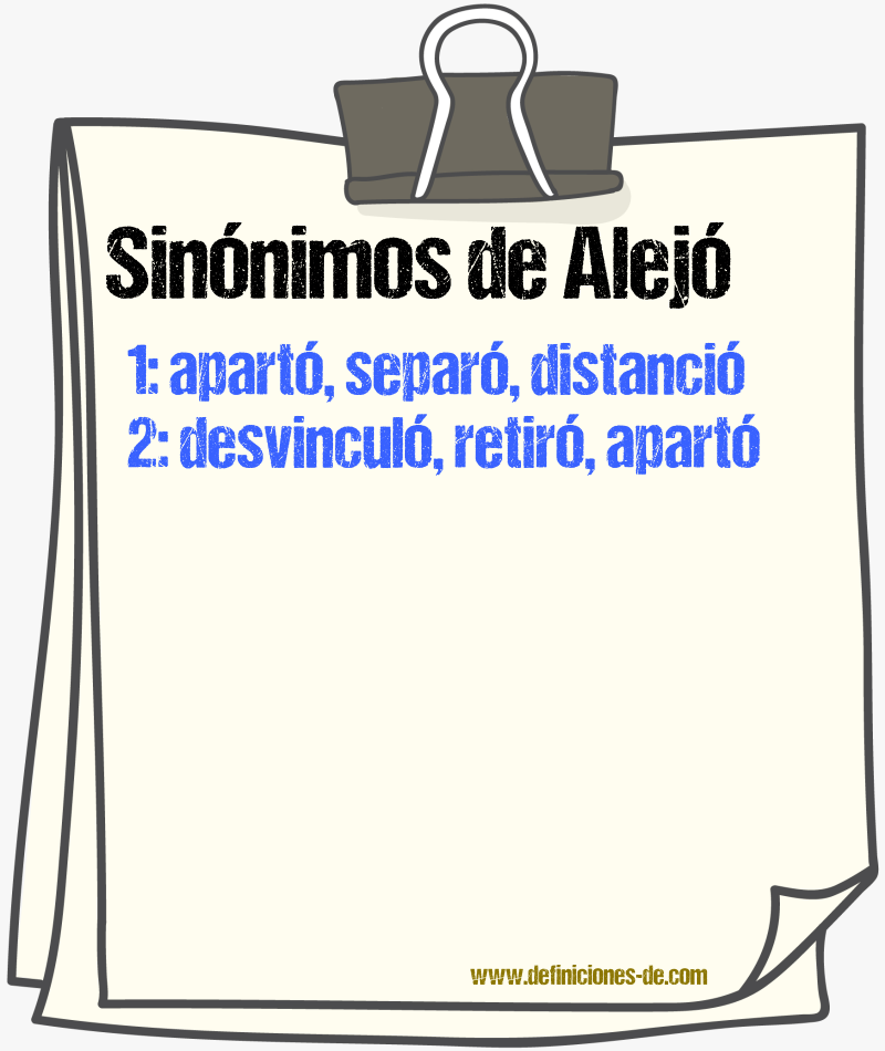 Sinónimos de alejó