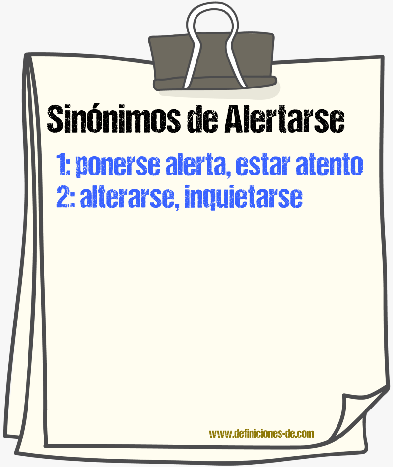 Sinónimos de alertarse