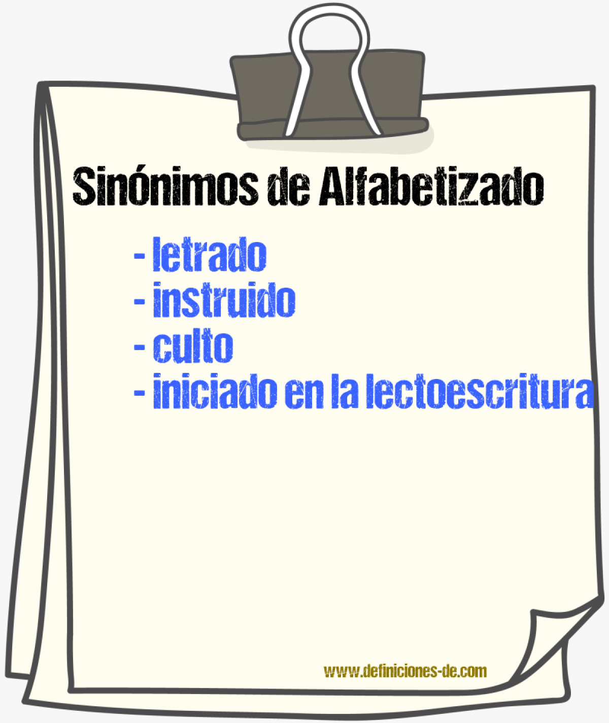 Sinónimos de alfabetizado
