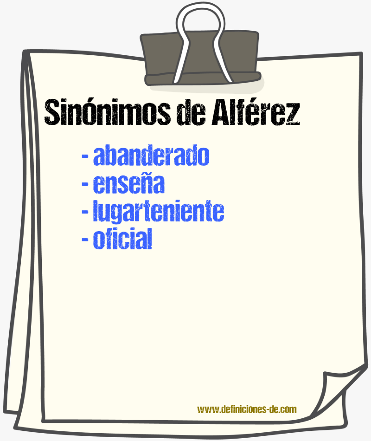 Sinnimos de alfrez