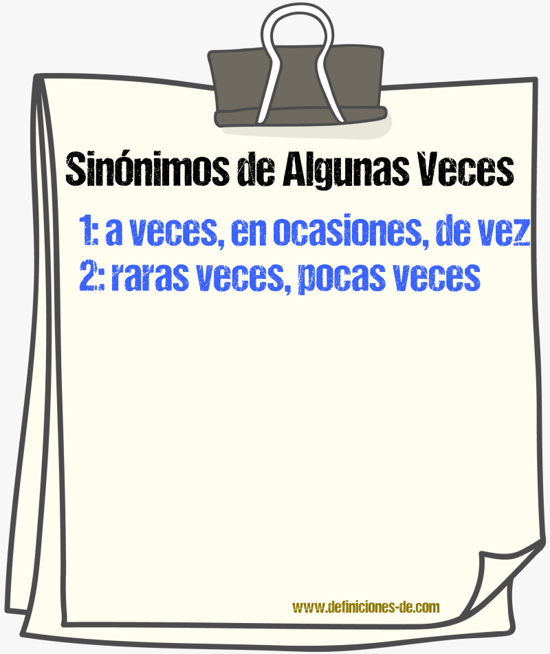 Sinónimos de algunas veces