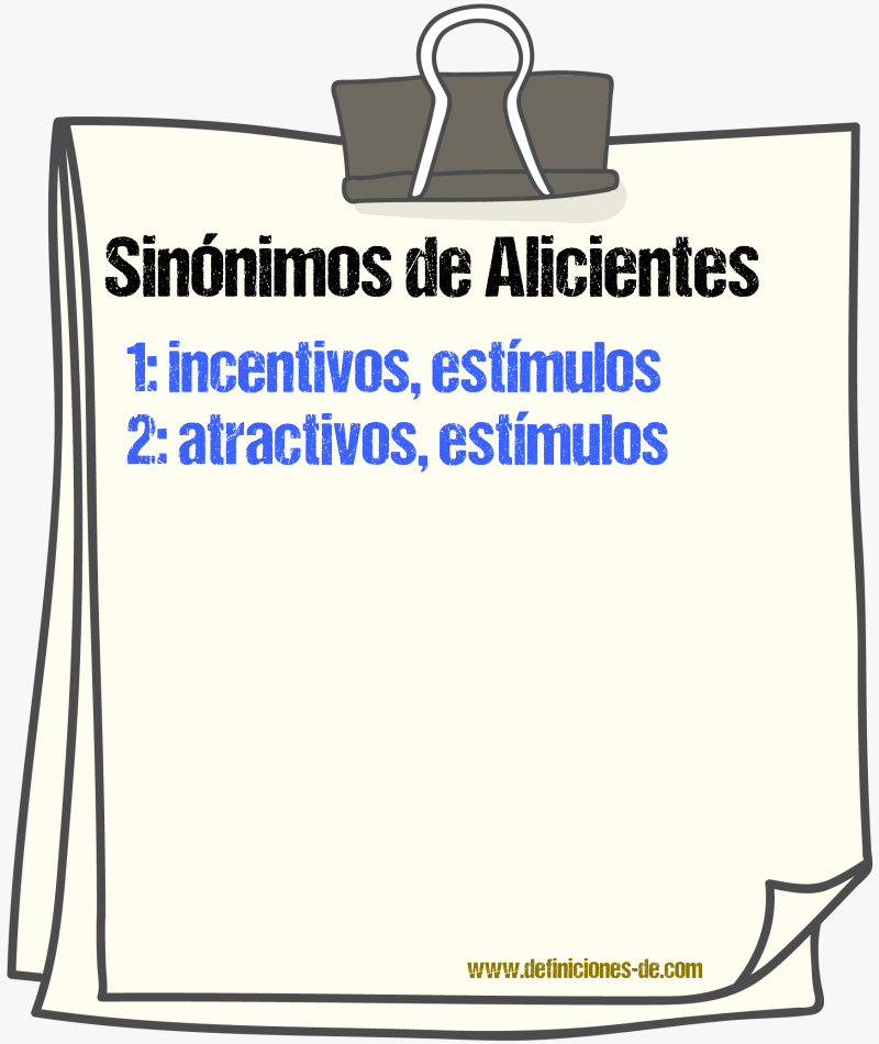 Sinónimos de alicientes