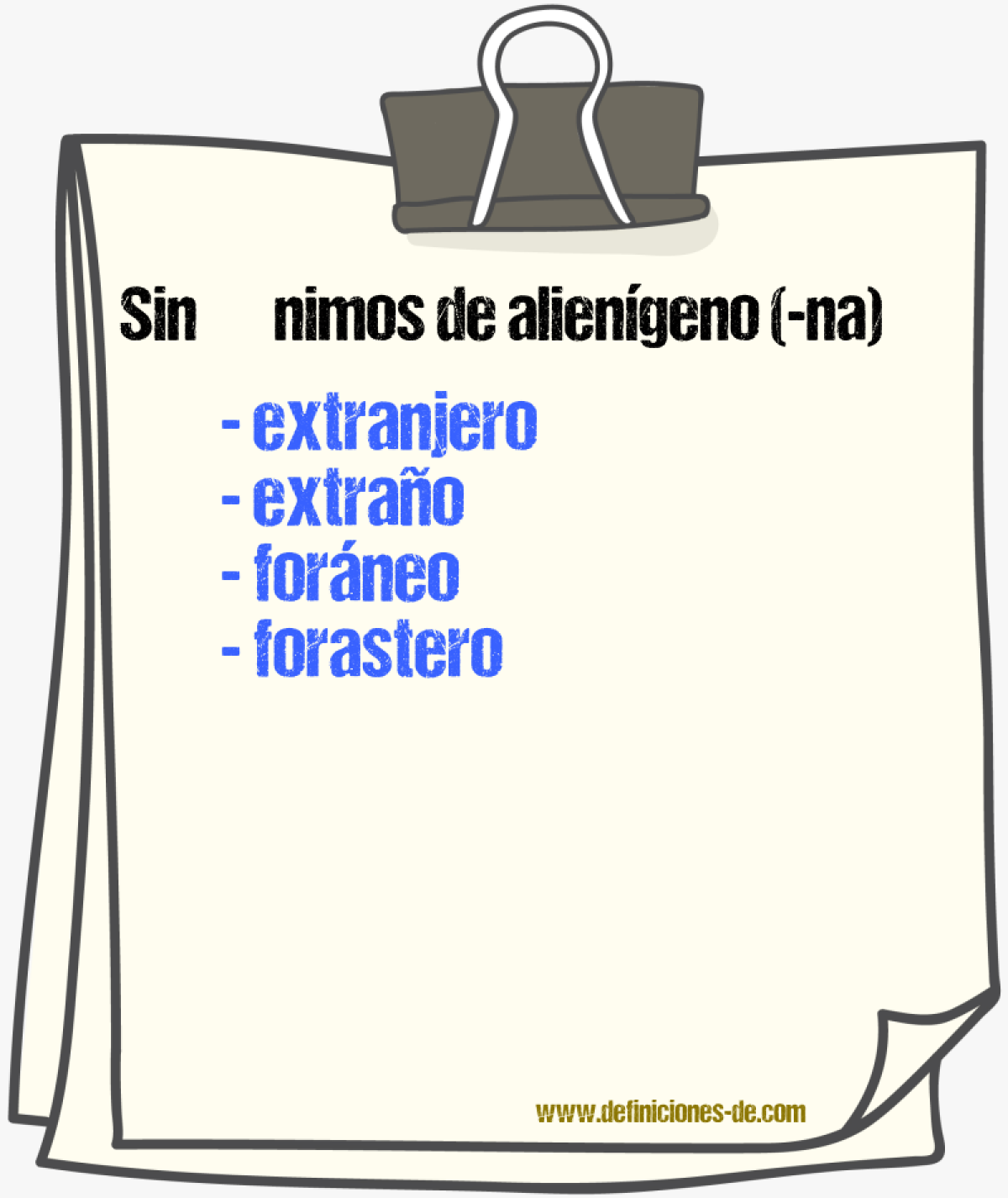 Sinnimos de aliengeno