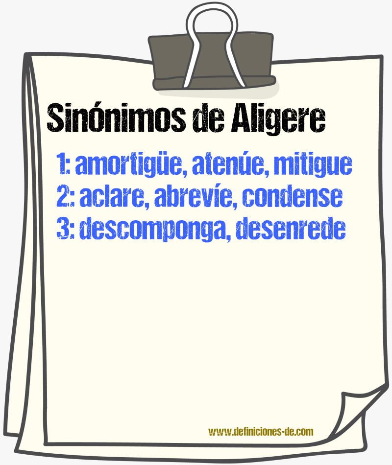 Sinónimos de aligere