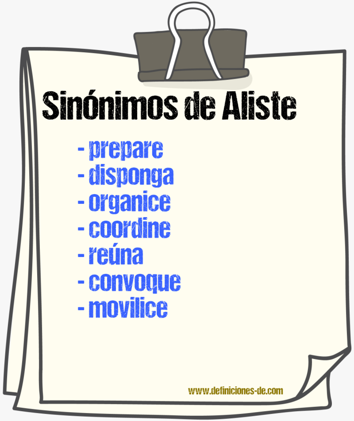 Sinónimos de aliste