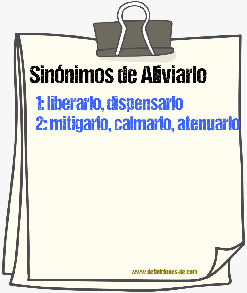 Sinónimos de aliviarlo