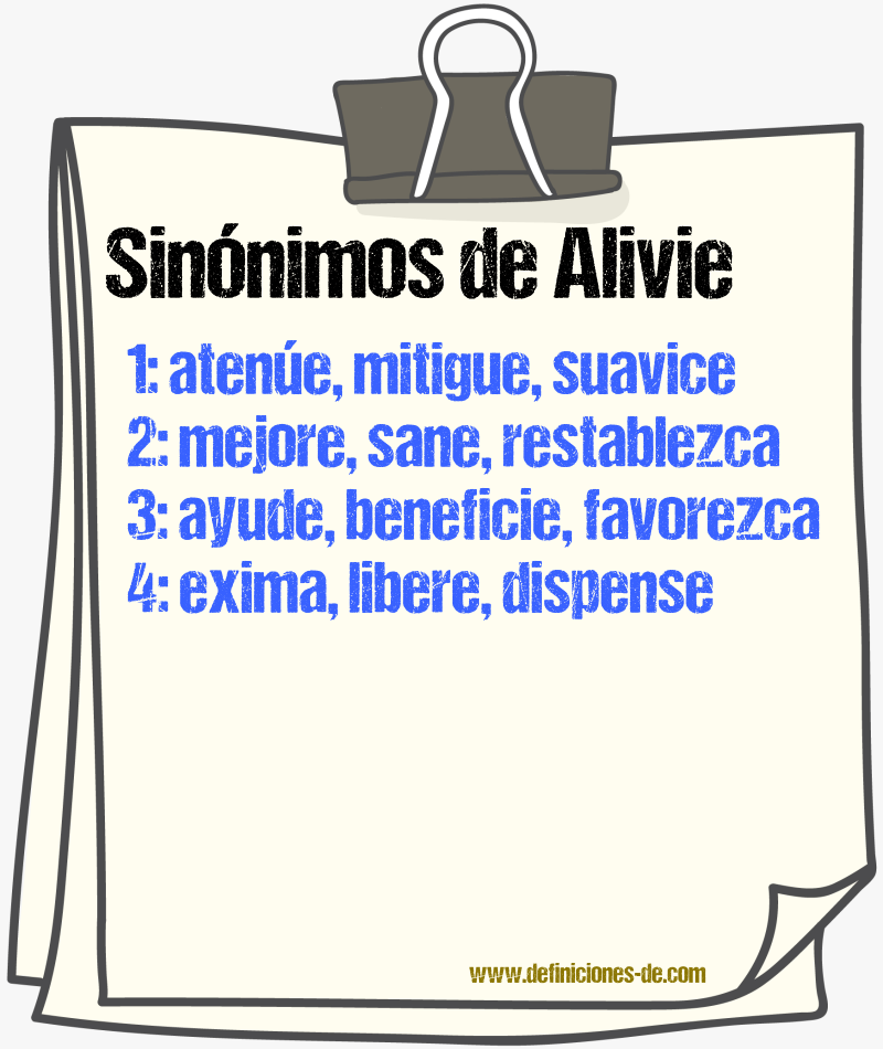Sinónimos de alivie