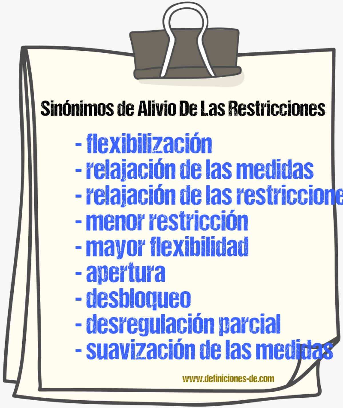 Sinónimos de alivio de las restricciones