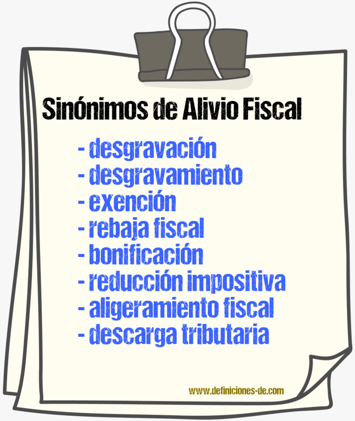 Sinónimos de alivio fiscal
