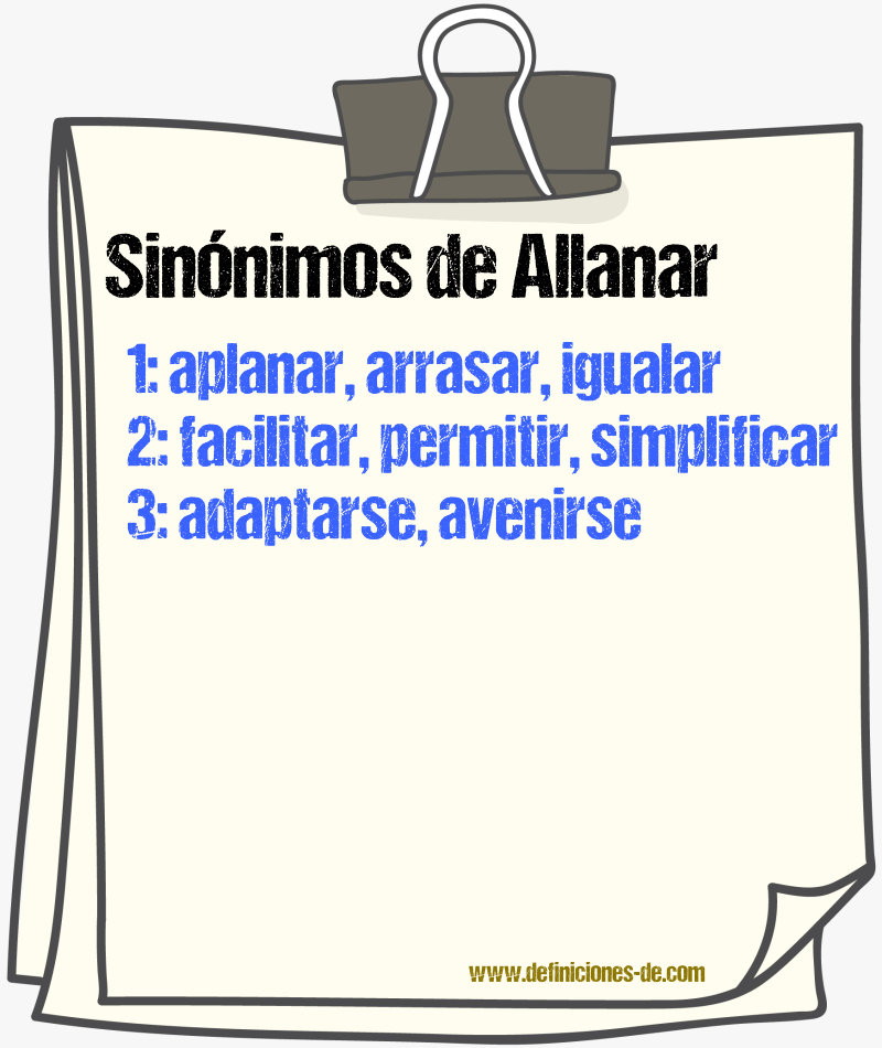 Sinnimos de allanar